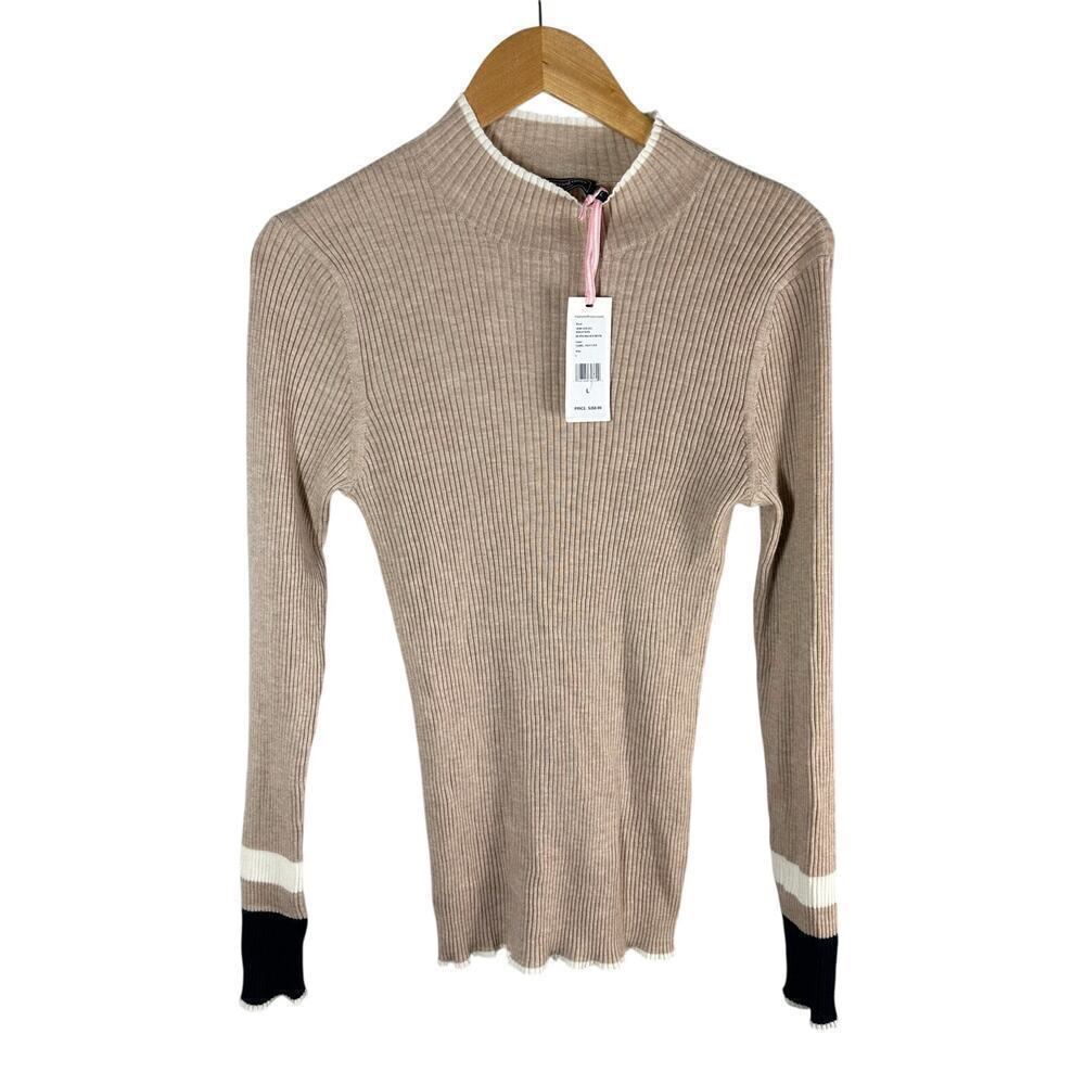 Vineyard Vines Rib Tipped Mock Neck Cashmere Long Line Sweater Size Large